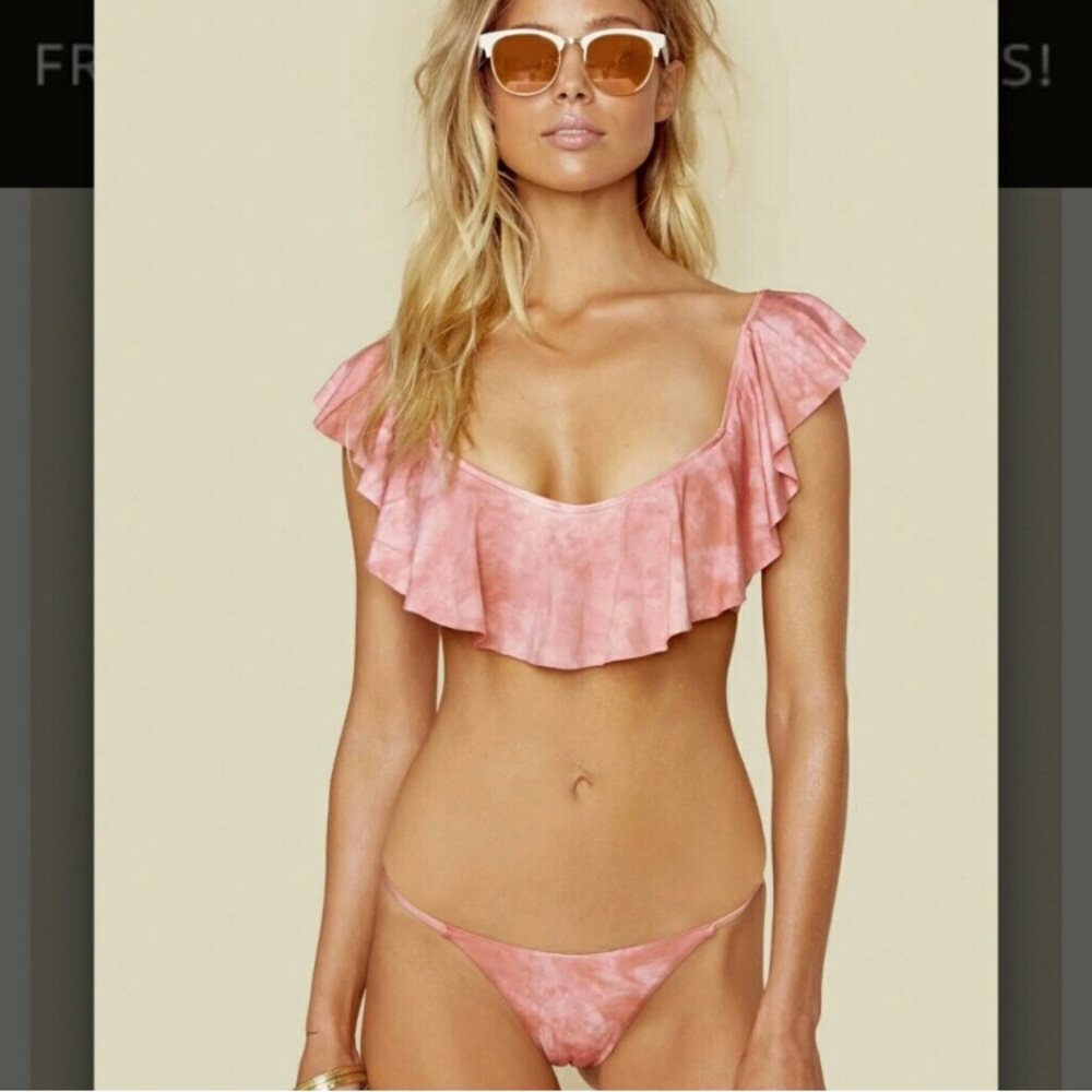 Blue Life Swim Flamingo Tie Dye Flutter Bikini